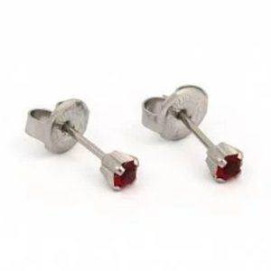Studex Stainless Steel 3MM JAN Garnet Crystal Ear Piercing Earrings